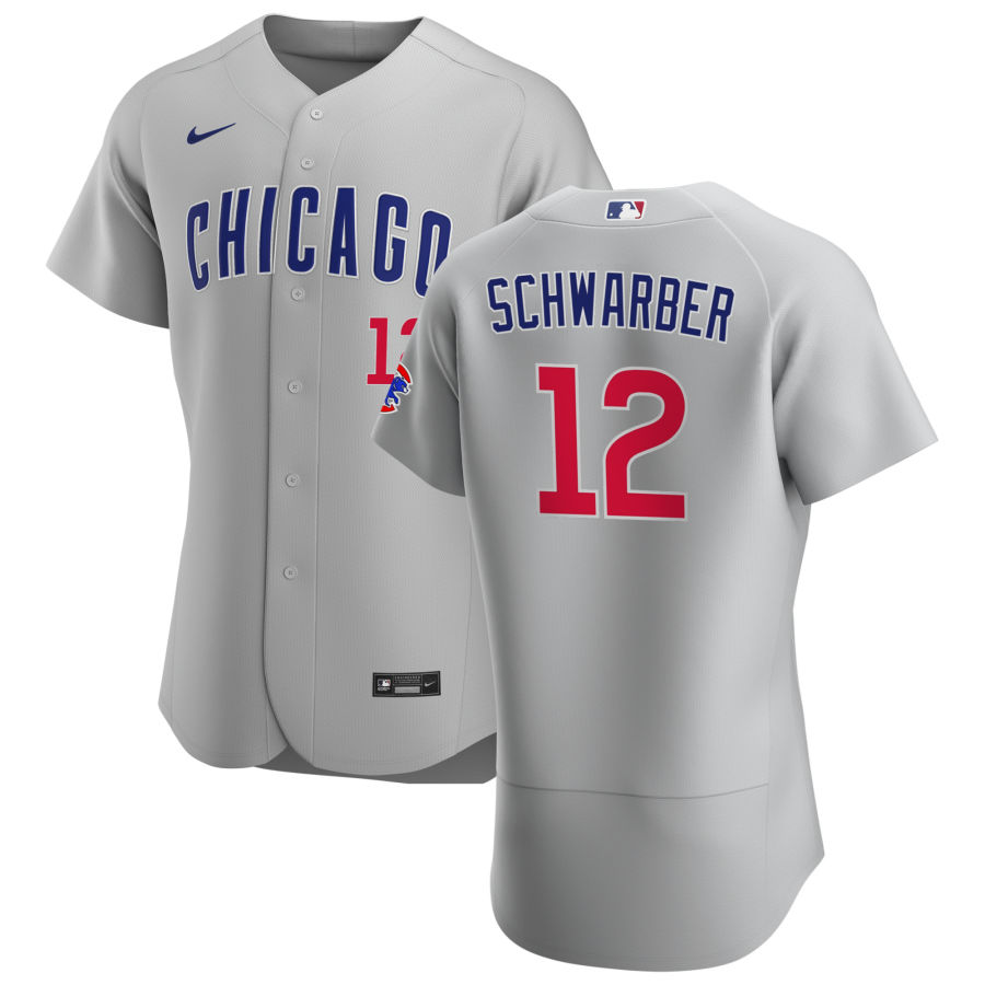 Chicago Cubs #12 Kyle Schwarber Men Nike Gray Road 2020 Authentic Team Jersey